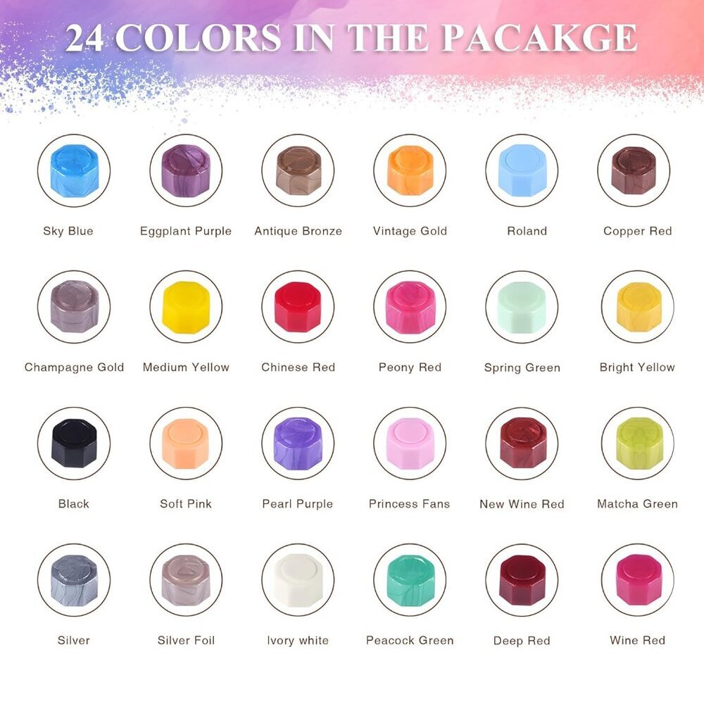Wax Seal Kit, Premium Wax Seal Stamp Kit with 24 Colors 624 Pcs Beads, Metallic - Picture 2 of 6